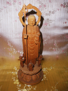 ◇ 24 ◇ ★ Более низкая цена ★ Пешеход Cypress Maru Circle Mizuko Jizo Jizo Jizo 5,0 дюйма деревянная отделка 4 человека Новая неиспользованная статуя Будды Достижения 24 года] ★