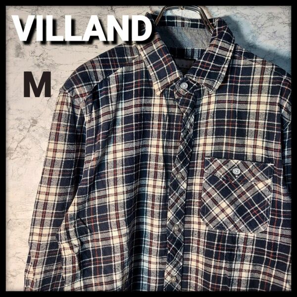 【美品】VILLAND チェック柄 Msize US 古着 カジュアルシャツ 長袖 シャツ コットン