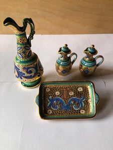 イタリア工芸品 4点セット（表面一部金塗り） 金彩