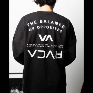 新品未使用わけあり RVCA ルーカ バックプリント 厚手長袖Tシャツ 逆転ロゴロンＴ 男女兼用 ボックスシルエット ブラック L