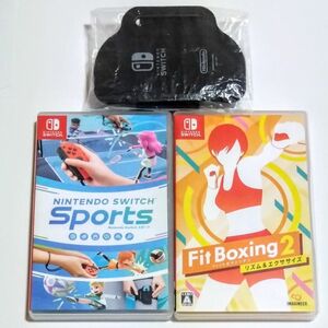 【Switch】 Nintendo Switch Sports + レッグバンド、Fit Boxing 2