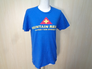 T82◆Disney Animal Kingdams Expredition Everest Blue Mountain Rescue 半袖Tシャツ◆Hanes社製 S 女性サイズ 青 綿100％ ネコポス発送6E