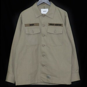 WTAPS BUDS LS COTTON SERGE SHIRT サイズ01 オリーブ 212BRDT-SHM02 ダブルタップス バッツロングスリーブシャツ コットンサージ 長袖