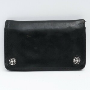 CHROME HEARTS 1ジップクロスボタンレザーウォレット ブラック クロムハーツ 二つ折り財布 1zip coross wallet