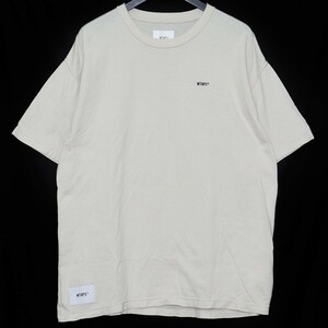 WTAPS SS COTTON TEE 01サイズ アイボリー 221ATDTーCSM05 ダブルタップス 刺繍ロゴ コットン 半袖カットソー Tシャツ