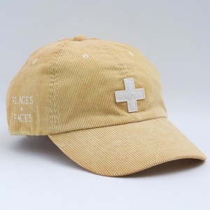 PLACES+FACES CORDUROY LOGO CAP Fサイズ イエロー プレイシーズフェイシーズ コーデュロイ ブランドロゴ キャップ 帽子