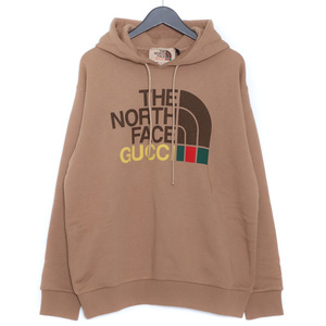 GUCCI × THE NORTH FACE COTTON HOODIE XSサイズ ブラウン 615061XJDBY グッチ ザ ノースフェイス ロゴ プルオーバー スウェットパーカー