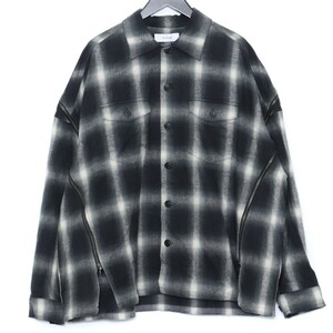 FACETASM CHECK ZIPPER SHIRT サイズ4 ブラック CSW-SH-M03 ファセッタズム チェックジッパー長袖シャツ