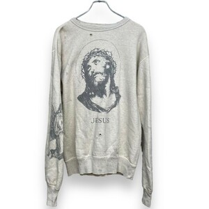 SAINT MICHAEL 20AW SM2 CREW SWEAT SHIRT ヴィンテージ加工 クルーネックスウェット トレーナー Mサイズ グレー SM-A20-0000-009