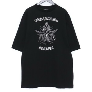 BALENCIAGA ゴシックロゴTシャツ XXSサイズ ブラック 641614 TJV78 バレンシアガ gothic logo Tee ダメージ加工 半袖カットソー