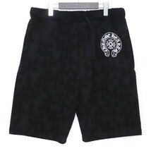 CHROME HEARTS セメンタリークロスプリントスウェットショーツ M ブラック クロムハーツ Cemetery Cross All Over Print Sweat shorts_画像1