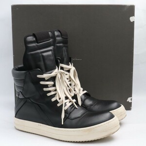 27cm相当 RICK OWENS GEOBASKET サイズ42 ブラック リックオウエンス ジオバスケット レザーハイカットスニーカー