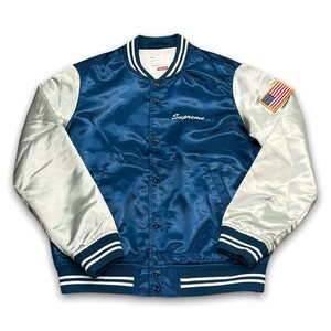 SUPREME Satin Club Jacket Sサイズ ブルー シュプリーム サテンクラブジャケット スカジャン スーベニア 15SS