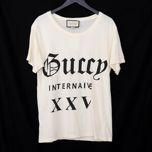 GUCCI INTERNAIVE XXV TEE S size ivory BB754 Gucci Logo print short sleeves cut and sewn T-shirt 