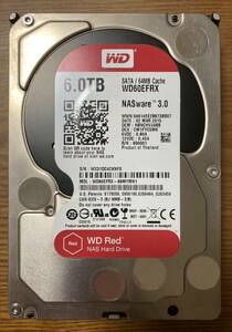 【状態◎】Western Digital ウェスタンデジタル Red シリーズ WD60EFRX 3.5インチ HDD 6TB（NAS向け・高性能HDD）