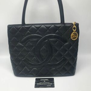 極美品　CHANEL 復刻トートバッグ　キャビアスキン　黒　ゴールド金具