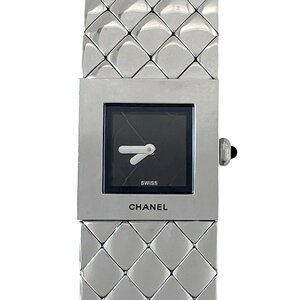 CHANEL　シャネル　時計　ウォッチ　マトラッセ　レディース　SS　クォーツ　黒文字盤　