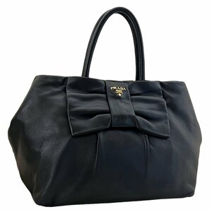 PRADA　プラダ　バッグ　ナッパレザー　リボン　トート　BN1601　ロゴ　ハンド　NERO　ブラック　黒