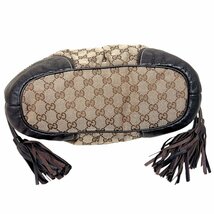 GUCCI　グッチ　バッグ　GG キャンバス　レザー　タッセル　ショルダー　トート　ベージュ　ブラウン　レア　希少_画像5