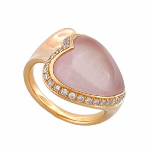 PONTE VECCHIO Ponte Vecchio ring large grain rose quartz 5.34ct diamond 0.23ct PV K18 PG 750 11 number ring 