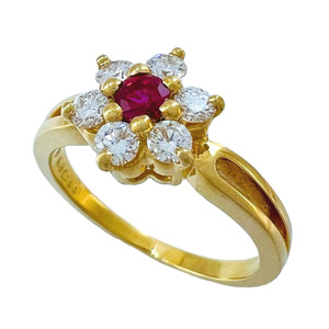 MIKIMOTO Mikimoto кольцо рубин diamond 750 K18 YG 9.5 номер кольцо женский 