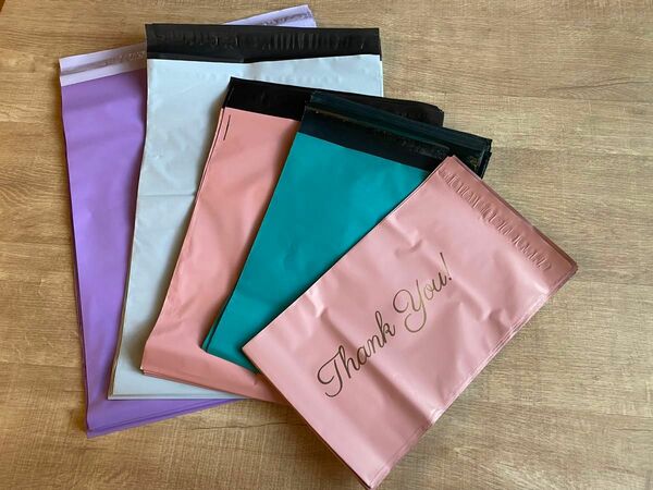 【未使用】宅配用ビニール袋 4色5サイズ50枚　かわいい袋 フリマ用梱包資材