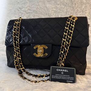 美品　CHANEL シャネル デカマトラッセ34 チェーンショルダーバッグ　ターンロック ラムスキン ダブルチェーン　3番台　シール・カード有