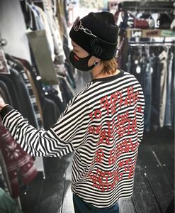 EXAMPLE ロンT XXL ボーダー MFC STORE ロングTシャツ ストライプ オーバーサイズ GODBLESSYOU