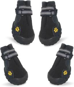 FLOWSIK собака ботинки собака для обувь водонепроницаемый собака для ботинки предотвращение скольжения лапа защита собака собака обувь (08, черный ) 8.8 см метров (x 4)