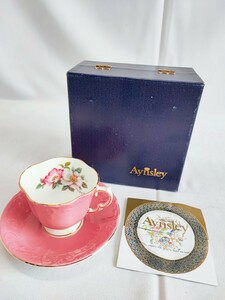 AYNSLEY カップ& ソーサー 未使用 金彩 エインズレイ 昭和レトロ 当時物 コレクション レトロ食器 陶器 ティーカップ(052316)