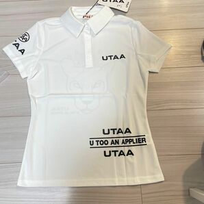 【M】白　UTAA ゴルフシャツ　ユタ トップス
