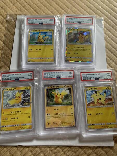 ピカチュウ5種、2点PSA8 3点 PSA9