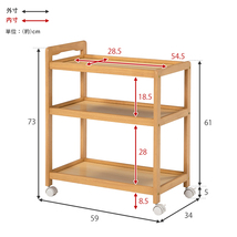 激安　木製キッチンワゴン　ワゴン車　3段　ナチュラル色_画像4