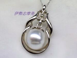 * Ise city .. departure * south . White Butterfly natural pearl 13,5.x11,5. large .!. goods high amorous glance. wonderful pendant top /33