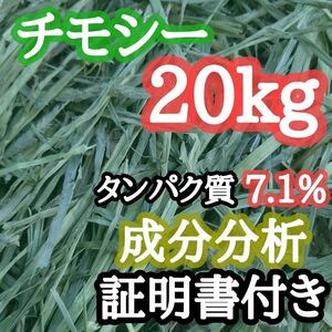 タンパク質 7.1%【成分分析証明書付き】アメリカ産 プレミアムチモシー 20kg うさぎ 小動物用 牧草