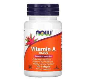 NOW Foods vitamin A 10,000IU soft gel 100 bead nau