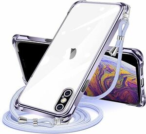 iPhone XS Max 用 ケース クリア ショルダー パープル