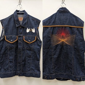 LEVI'S リーバイス 綾取り 太陽刺繍 デニムベスト ワンウォッシュ インディゴ