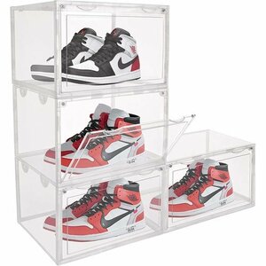  new goods KANEXT shoes box 2 piece set loading piling possibility magnet opening and closing space-saving slim shu sneakers clear 50