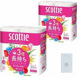  new goods Scotty flower pack double trial original carrier bags 1 sheets attaching ×2 sack 4 roll toilet to paper 3 times long-lasting 175