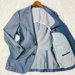  ultimate beautiful goods Hugo Boss [ adult color . flexible material ]HUGO BOSS tailored jacket Denim indigo Anne navy blue jacket men's spring summer Kiyoshi . feeling 