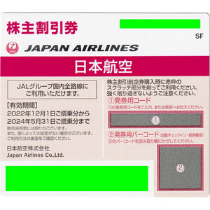 【期限5/31・通知のみ】 日本航空 JAL 株主優待券 1枚【出品数6個】