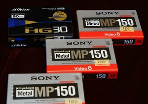 A&P●SONY　Hi8-MP150　8ミリテープ（ 3本）+　victor-VHS-C　TC30HZ（1本）　新品 未開封（送料無料）