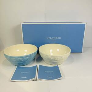 【OFS789YK】1円～ WEDGWOOD ENGLAND 1759 ウェッジウッド フェスティビティ ボウル アイボリー&ブルー ペア 洋食器 保管品