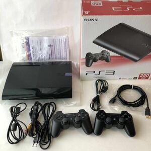 ● HDMIケーブル コントローラー 付き / 通電確認済み CECH-4000B PS3 本体 ブラック SONY ソニー 250GB クリアブラック 黒 箱 取説 