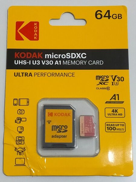 KODAK microSDカード 64GB UHS-I U3 V30 A1