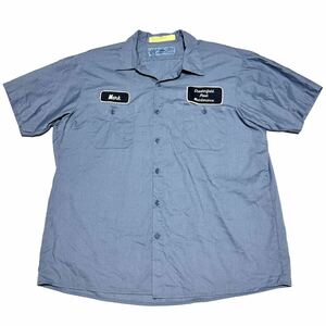 2XL相当　cintas MARK 企業系　ワークシャツ　メンズ　アメリカ古着　半袖シャツ　ワッペン　作業着　ワーク系　オーバーサイズ　即決