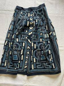  romance tile cotton low lack dyeing skirt Indigo 13 number waist rubber using together Showa Retro Vintage search Leilian 