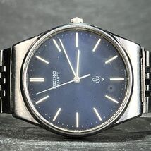 SEIKO セイコー 4120-8020 メンズ 腕時計 アナログ クオーツ 3針 ラウンド ネイビー文字盤 シルバー メタルベルト ステンレス ヴィンテージ_画像4