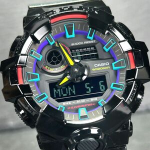 新品 CASIO カシオ G-SHOCK ジーショック バーチャルレインボー GA-700RGB-1A 腕時計 クオーツ アナデジ 多機能 メンズ ステンレススチール